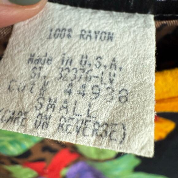 Vintage Wrap Skirt Leopard Print Midi Tropical Floral Flowy Rayon 90s Maximalist - Picture 6 of 6